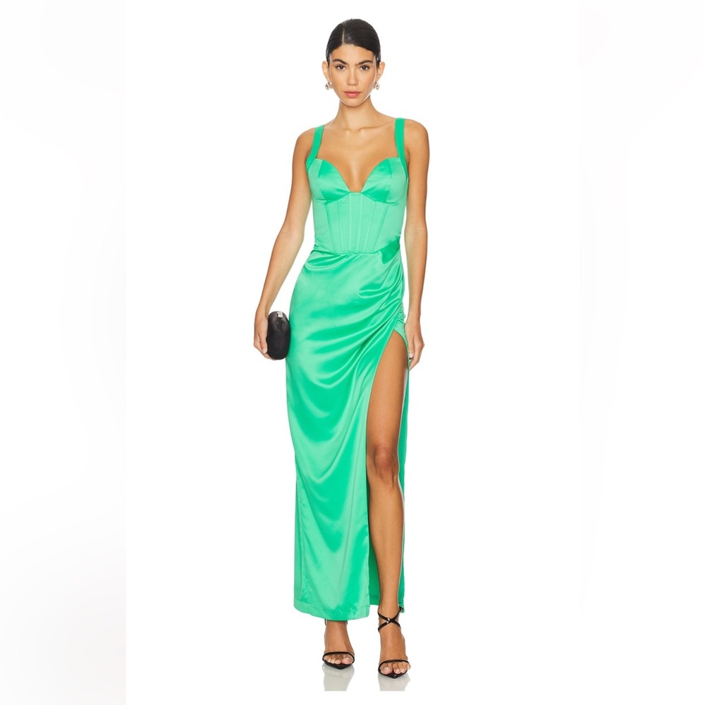 NBD Elodie corset Green Sleeveless Maxi Dress